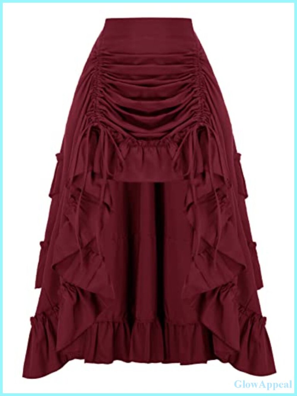 Victorian Steampunk Renaissance Skirt High-Low Tiered Ruffle Drawstring Gothic